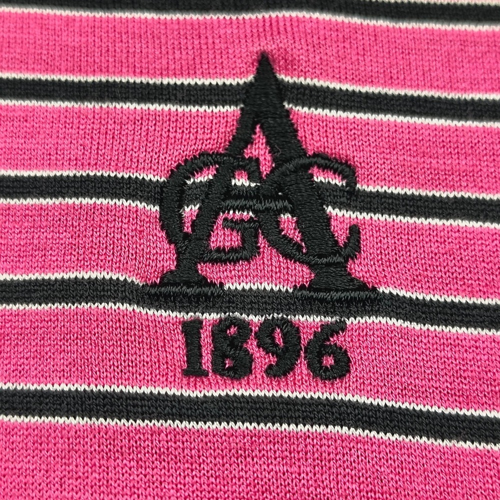 Peter Millar Mens Large Pink Striped Cotton Short Sleeve Polo Shirt AGC‎ 1896